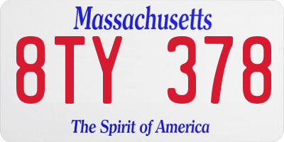 MA license plate 8TY378