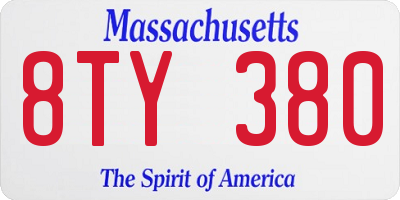 MA license plate 8TY380