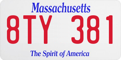 MA license plate 8TY381