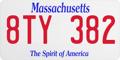 MA license plate 8TY382