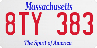 MA license plate 8TY383