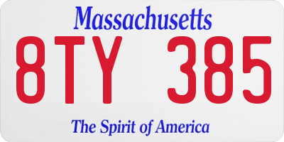 MA license plate 8TY385