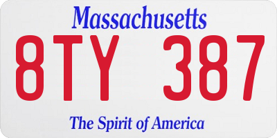MA license plate 8TY387