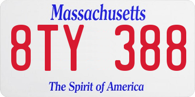 MA license plate 8TY388