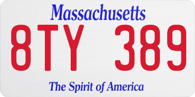 MA license plate 8TY389