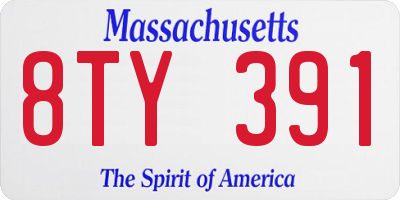 MA license plate 8TY391