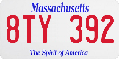 MA license plate 8TY392