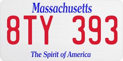 MA license plate 8TY393