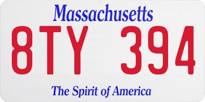 MA license plate 8TY394
