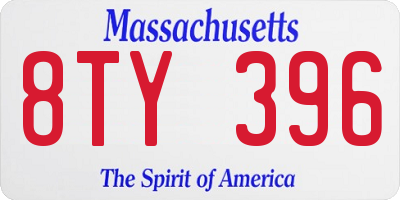 MA license plate 8TY396