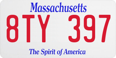 MA license plate 8TY397