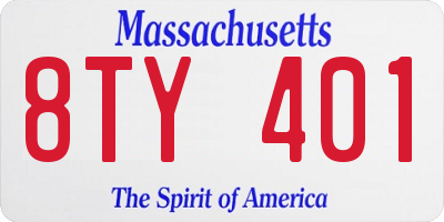 MA license plate 8TY401