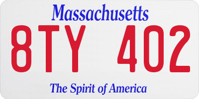 MA license plate 8TY402