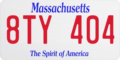 MA license plate 8TY404