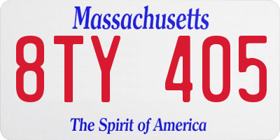 MA license plate 8TY405