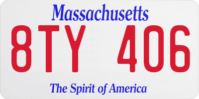 MA license plate 8TY406