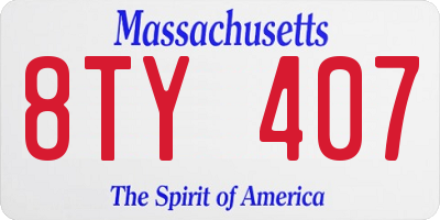MA license plate 8TY407