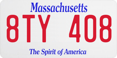 MA license plate 8TY408