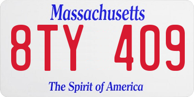 MA license plate 8TY409