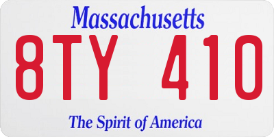 MA license plate 8TY410