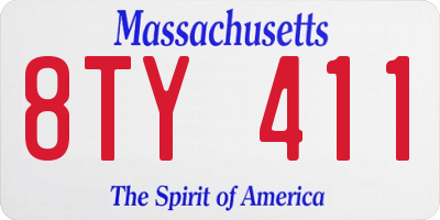 MA license plate 8TY411