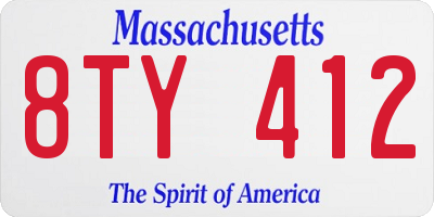 MA license plate 8TY412