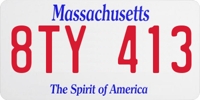 MA license plate 8TY413