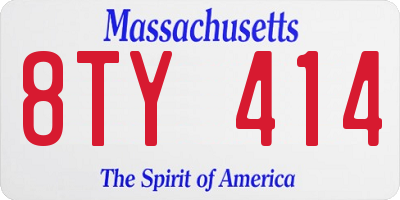 MA license plate 8TY414