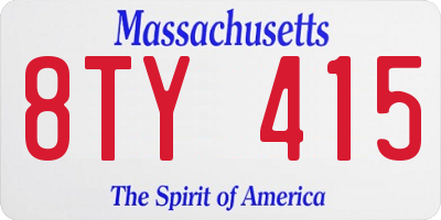 MA license plate 8TY415