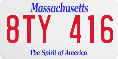 MA license plate 8TY416