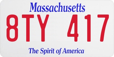 MA license plate 8TY417