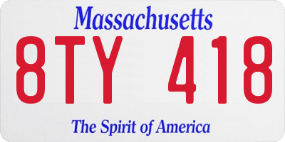 MA license plate 8TY418