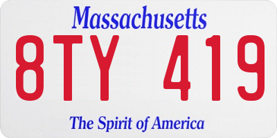 MA license plate 8TY419