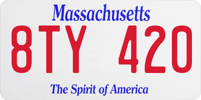 MA license plate 8TY420