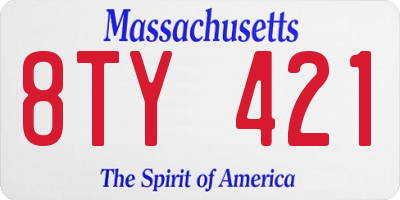 MA license plate 8TY421