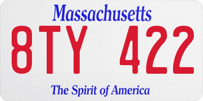 MA license plate 8TY422