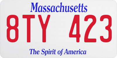 MA license plate 8TY423