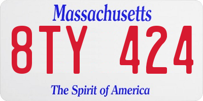 MA license plate 8TY424
