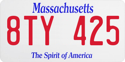 MA license plate 8TY425