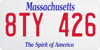 MA license plate 8TY426