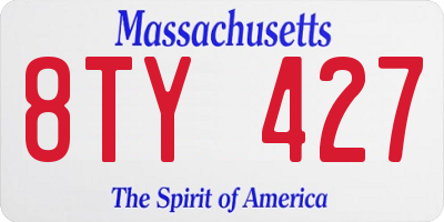 MA license plate 8TY427
