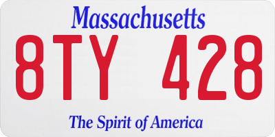 MA license plate 8TY428