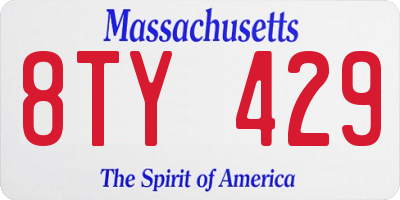 MA license plate 8TY429