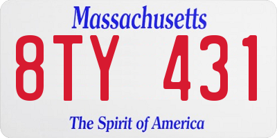MA license plate 8TY431