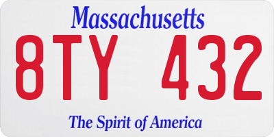 MA license plate 8TY432