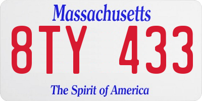 MA license plate 8TY433
