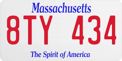 MA license plate 8TY434