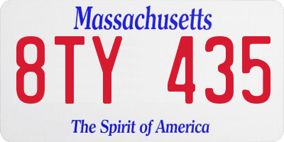 MA license plate 8TY435