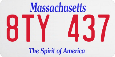 MA license plate 8TY437