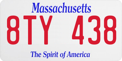 MA license plate 8TY438